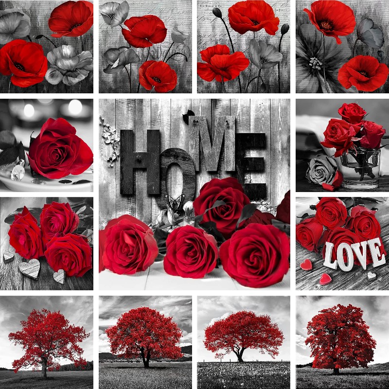 Mozaik elmas kırmızı siyah san - Resin Art Rose incelemesi ve fiyatı